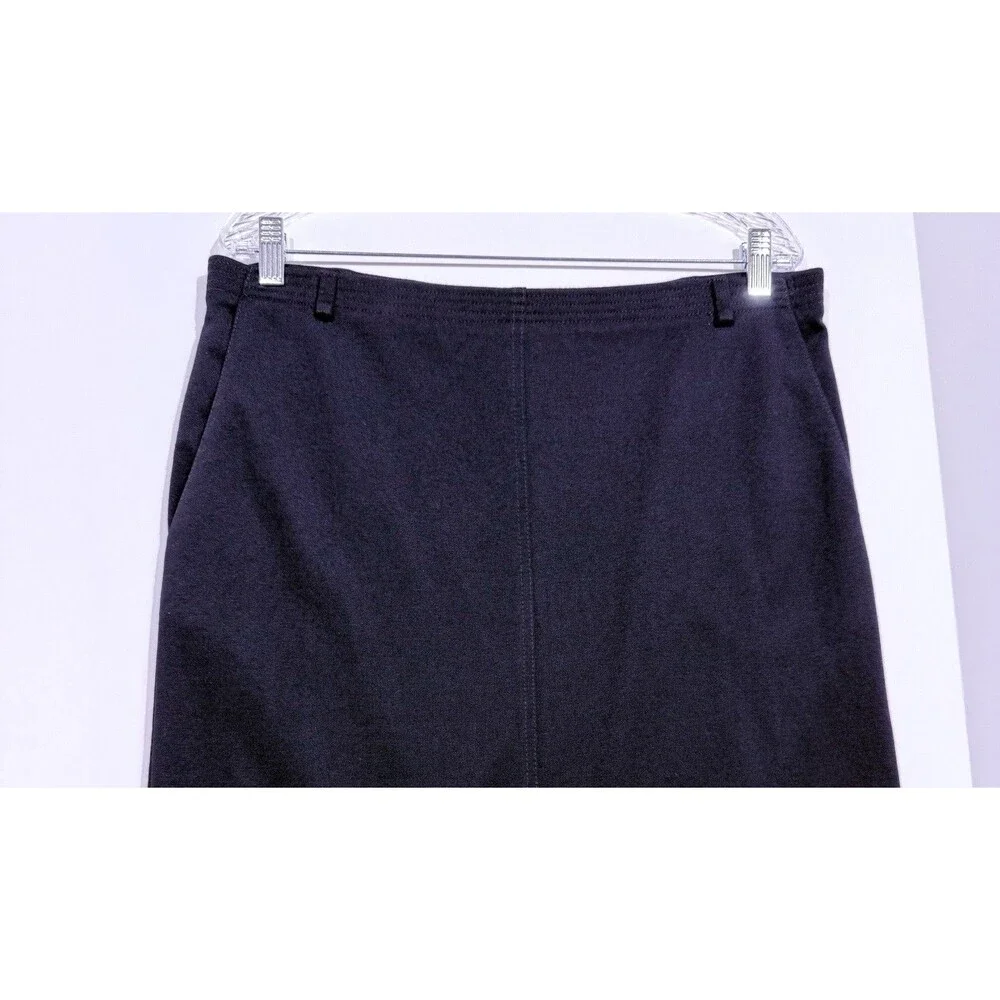 Alfred Dunner Midi Pencil Skirt Women's 10 Black Classic Pull On
